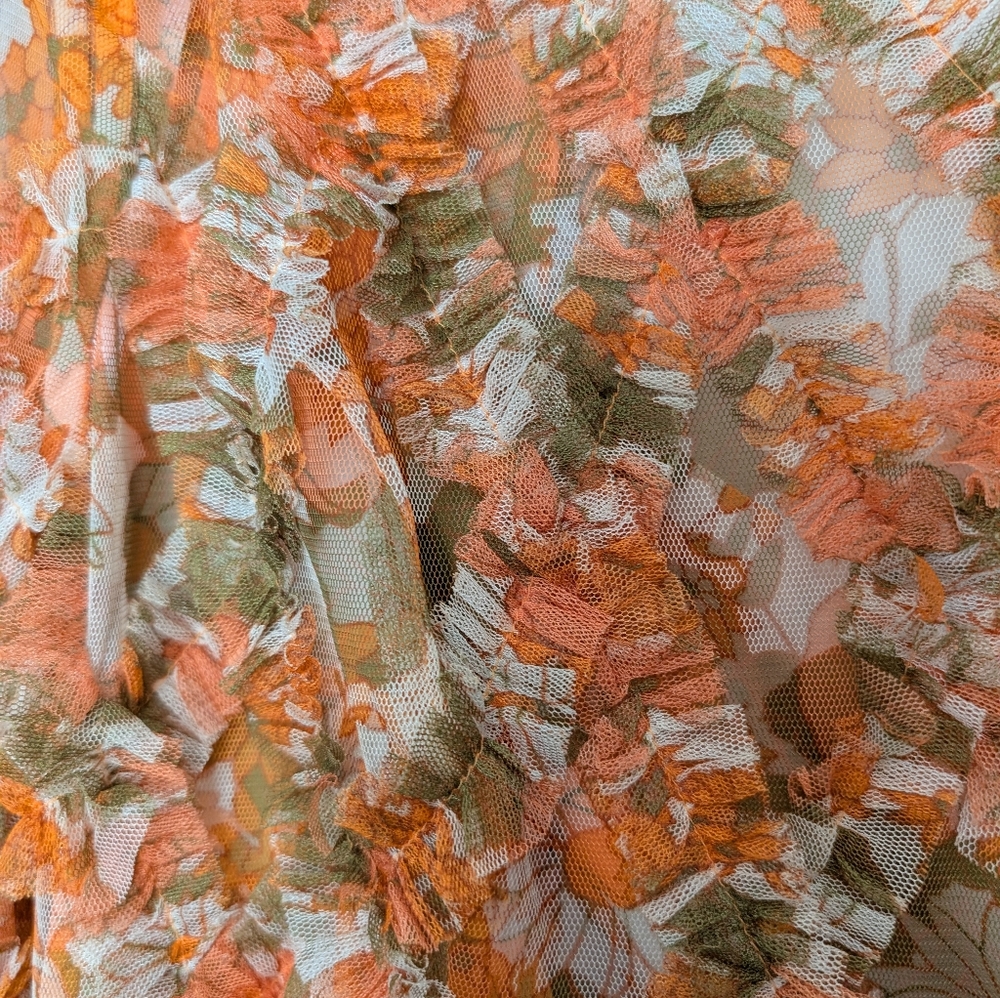 Mac Duggal Orange Floral Long Sleeve Dress - Picture 6 of 10